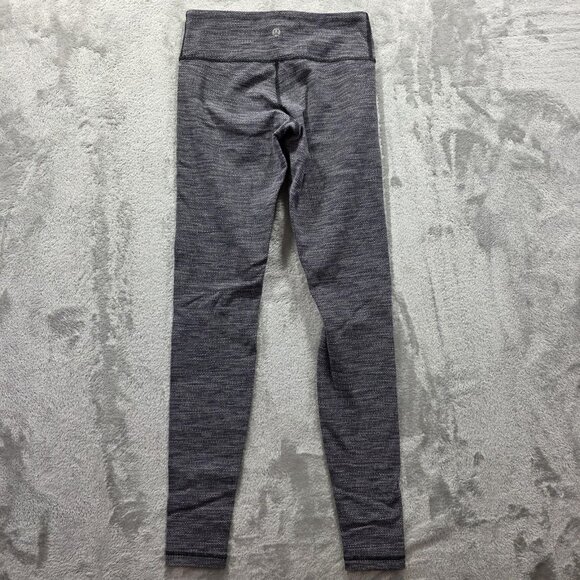Lululemon Pants Womens 2 Gray Heathered Yoga Leggings Stretch Full Length Gym - Picture 1 of 8